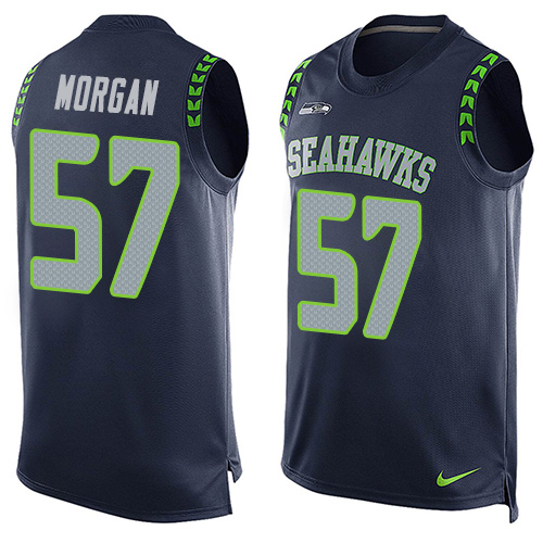 Men's Limited Mike Morgan Nike Jersey Navy Blue - #57 Player Name & Number Tank Top NFL Seattle Seahawks